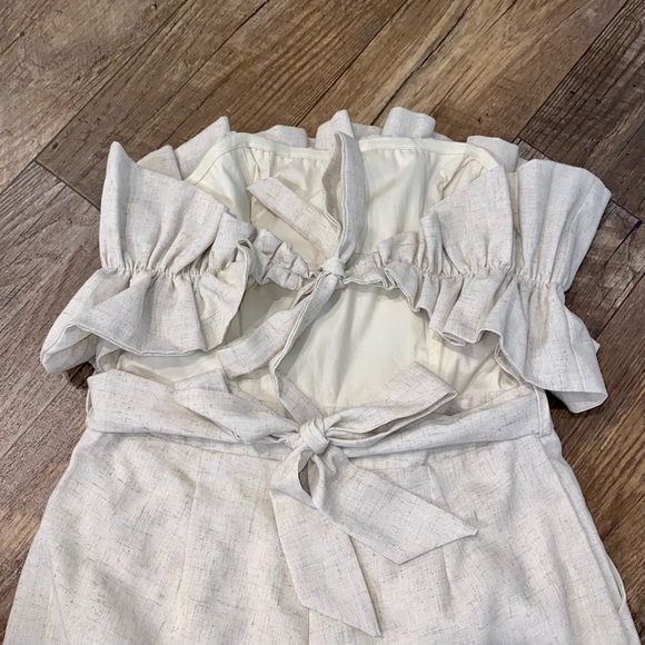 SOLD 💕NEW Saints + Secrets Strapless Linen Ruffle Cropped Jumpsuit - Picture 13 of 16